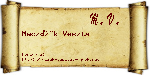Maczák Veszta névjegykártya
